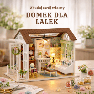Domek dla lalek drewniany - salon z meblami 20 cm